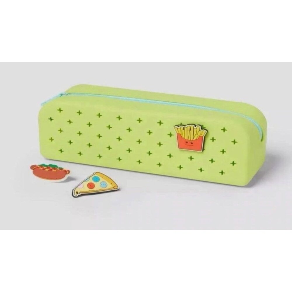 UP & UP Charm Neon Green Silicone Pencil Pouch with Blue Zipper for Students